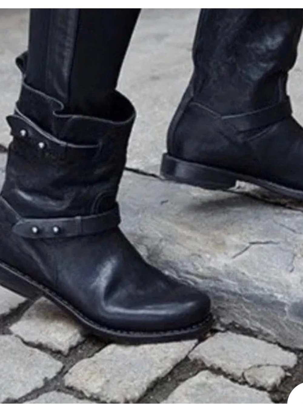 rag & bone Black Leather Harness Ankle Boots